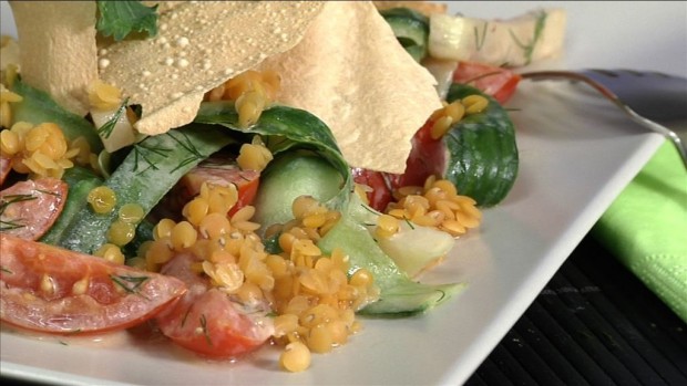 Linsensalat mit Kohlrabi und Knusperstrudel